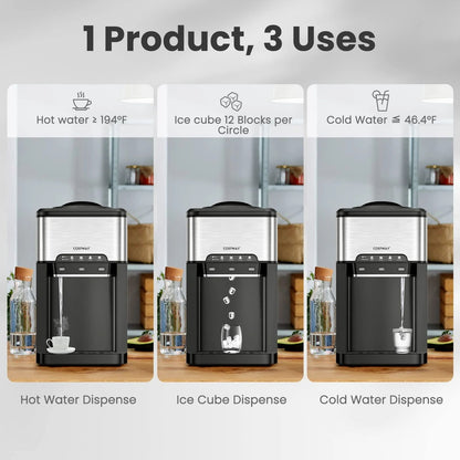 💧3-in-1 Countertop Ice Maker & Hot/Cold Water Dispenser